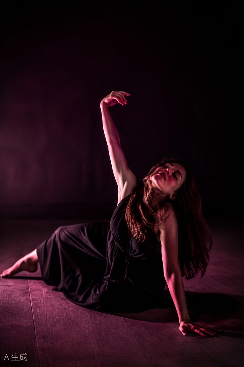 Dançarina contemporânea em movimento no chão